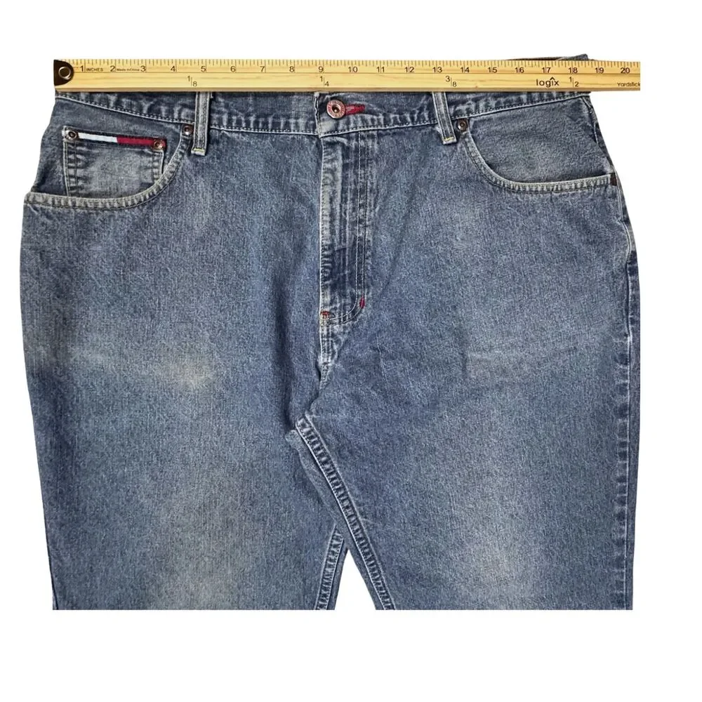 Vtg Tommy Hilfiger Jeans Mens Denim Straight Relaxed 38x32 Blue Dad‎ Y2K Retro